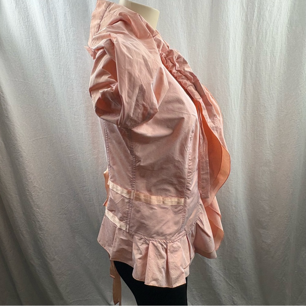 Carole Richard Peach Ruffled Jacket With Bow Tied Back 38 - Picture 5 of 11